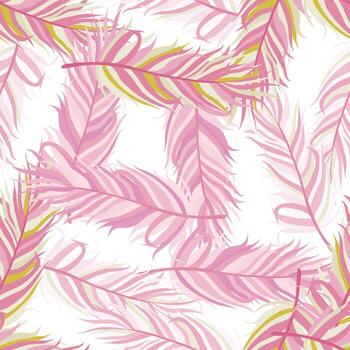 Seamless pattern with feathers. Abstract tropical palm leaves. vector