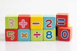 Math number colorful on white background, education study mathematics learning teach concept. photo