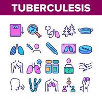 conjunto de iconos de colección de enfermedad de tuberculosis vector