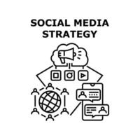 Social Media Strategy Vector Black Illustration