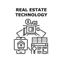 Real Estate Technology Vector Black Illustration