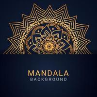 mandala de lujo dorado con un diseño elegante de fondo negro vector