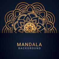 mandala de lujo dorado con un diseño elegante de fondo negro vector