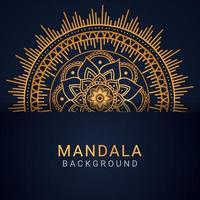 mandala de lujo dorado con un diseño elegante de fondo negro vector