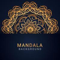 luxury mandala golden with a black background elegant design vector