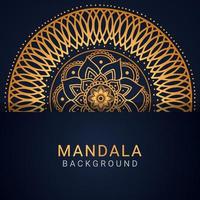 luxury mandala golden with a black background elegant design vector