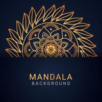 mandala de lujo dorado con un diseño elegante de fondo negro vector