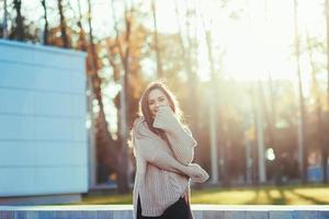 Happy young adult woman smiling photo