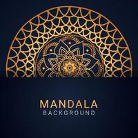 luxury mandala golden with a black background elegant design vector