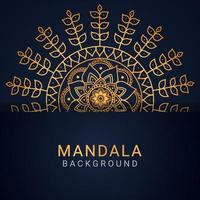 luxury mandala golden with a black background elegant design vector