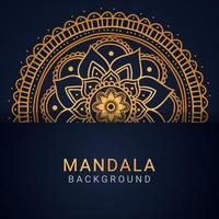 luxury mandala golden with a black background elegant design vector