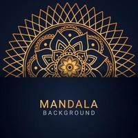 luxury mandala golden with a black background elegant design vector