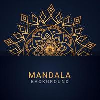 luxury mandala golden with a black background elegant design vector