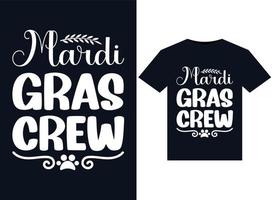 Mardi Gras Crew illustrations for print-ready T-Shirts design vector