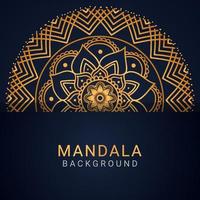 luxury mandala golden with a black background elegant design vector