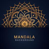 luxury mandala golden with a black background elegant design vector