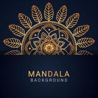 luxury mandala golden with a black background elegant design vector