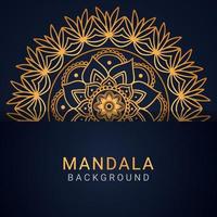 mandala de lujo dorado con un diseño elegante de fondo negro vector