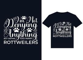 No estoy negando nada, pero defino demasiadas ilustraciones de rottweilers para el diseño de camisetas listas para imprimir. vector