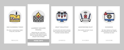 conjunto de iconos de incorporación de seguridad de internet vector