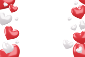 Set of Red and White Hearts Isolated Decorations png