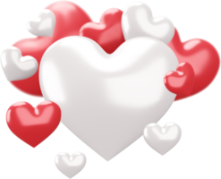 Set of Red and White Hearts Isolated Decorations png