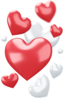 Set of Red and White Hearts Isolated Decorations png