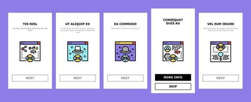 Link Building And Optimization Onboarding Icons Set Vector