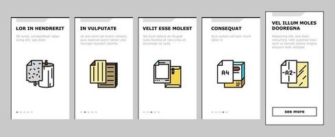 Paper List For Printing Poster Onboarding Icons Set Vector