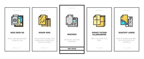 Paper List For Printing Poster Onboarding Icons Set Vector