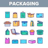 Packaging Types Vector Color Line Icons Set