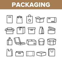 Packaging Types Vector Thin Line Icons Set