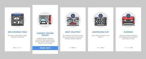 Car Factory Production Onboarding Icons Set Vector
