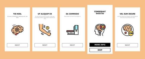 Stroke Health Problem Onboarding Icons Set Vector