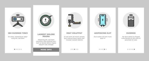 Electronics Digital Technology Onboarding Icons Set Vector