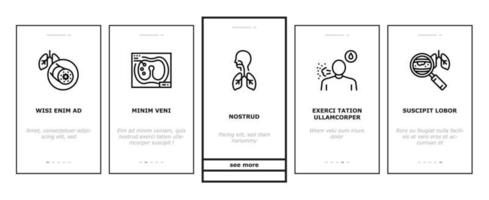 Respiratory Disease Onboarding Icons Set Vector