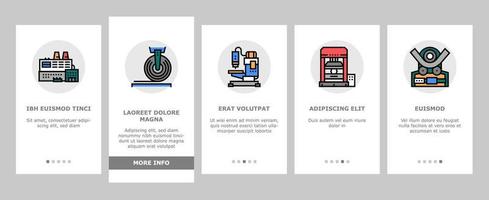 Metal Working Machine Onboarding Icons Set Vector