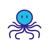 big-headed octopus with narrow long tentacles icon vector outline illustration