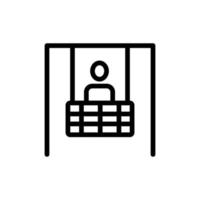 worker rides on safe elevator icon vector outline illustration