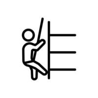 man climbs with wall insurance icon vector outline illustration