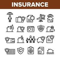 conjunto de iconos de vector de elementos de colección de seguros