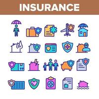 Insurance Color Elements Vector Icons Set