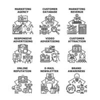 Marketing Agency Set Icons Vector Illustrations