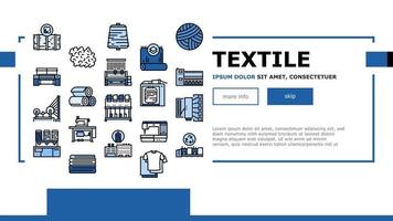 vector de encabezado de aterrizaje de producción textil