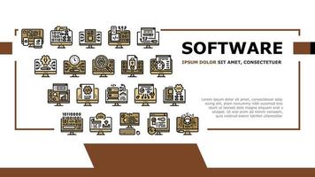 vector de encabezado de aterrizaje de desarrollo de programa de software