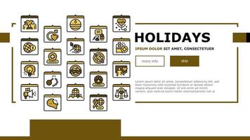 World Holidays Event Landing Web Page Header Banner Template Vector