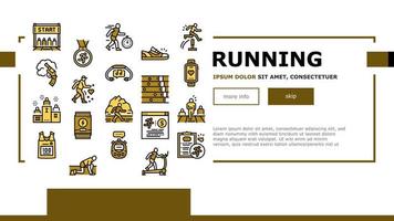 Running Athletic Sport Landing Web Page Header Banner Template Vector