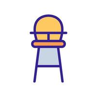 high wooden chair for feeding with table-top and with round back icon vector outline illustration