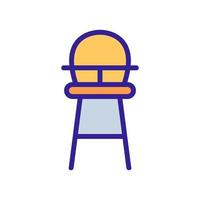 high wooden chair for feeding with table-top and with round back icon vector outline illustration