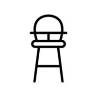 high wooden chair for feeding with table-top and with round back icon vector outline illustration